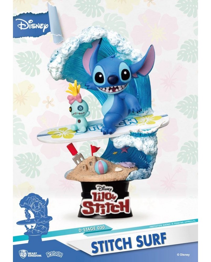 Disney Summer Series diorama PVC D-Stage Stitch Surf 15 cm