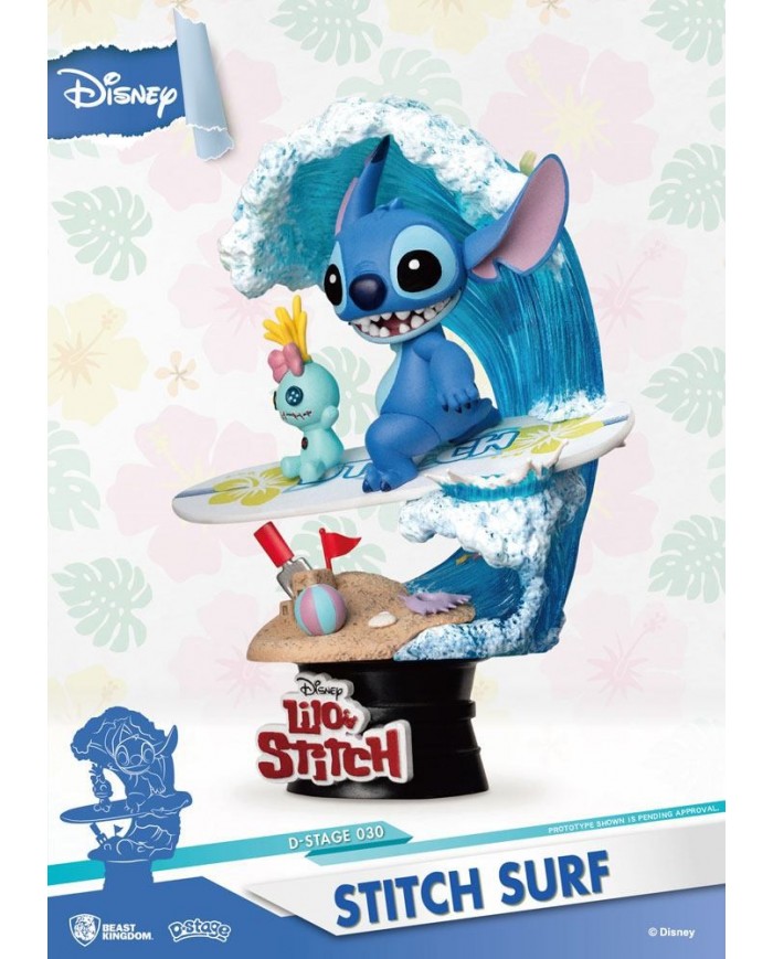 Disney Summer Series diorama PVC D-Stage Stitch Surf 15 cm