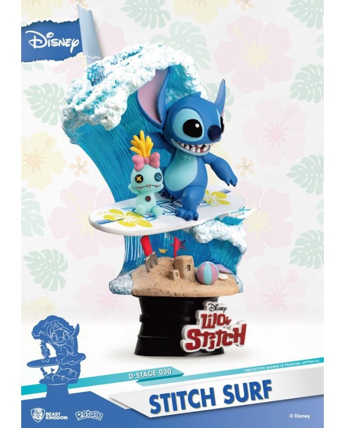 Disney Summer Series diorama PVC D-Stage Stitch Surf 15 cm