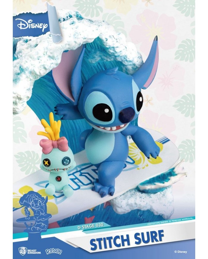 Disney Summer Series diorama PVC D-Stage Stitch Surf 15 cm