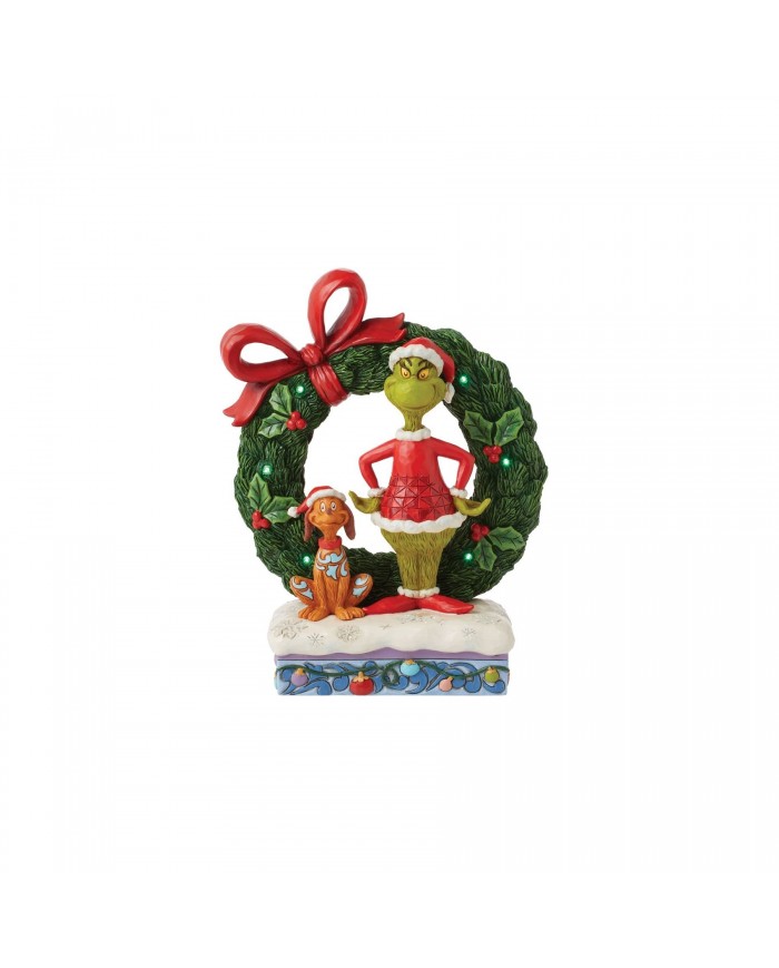 Figurine Grinch et Max Couronne Noël - Grinch by Jim Shore