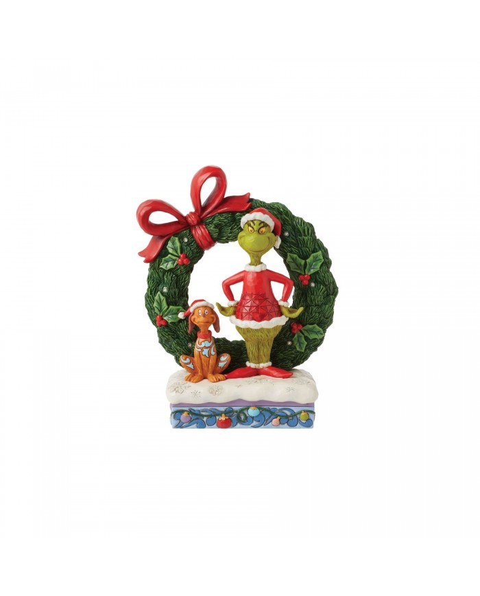 Figurine Grinch et Max Couronne Noël - Grinch by Jim Shore