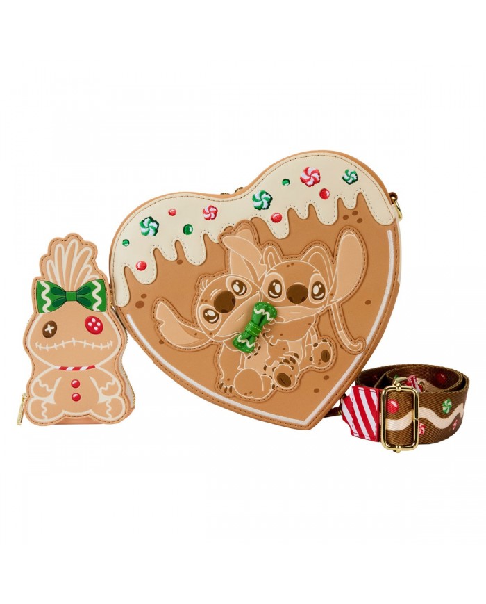 Sac à bandoulière Loungefly - Angel & Stitch Gingerbread Heart