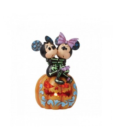 Disney Traditions - Figurine Citrouille LED Mickey et Minnie squelettes