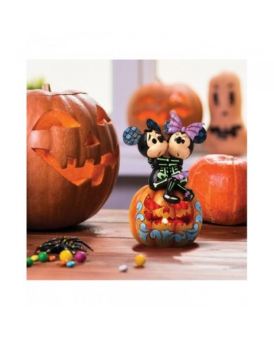Disney Traditions - Figurine Citrouille LED Mickey et Minnie squelettes