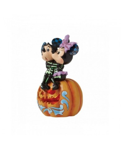 Disney Traditions - Figurine Citrouille LED Mickey et Minnie squelettes