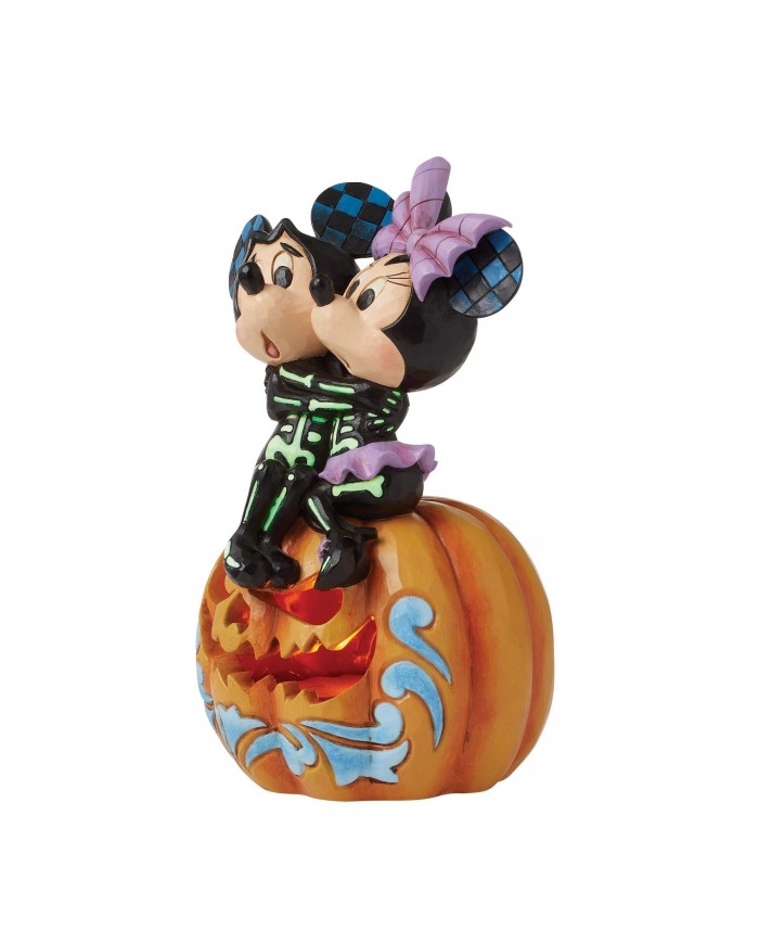Disney Traditions - Figurine Citrouille LED Mickey et Minnie squelettes