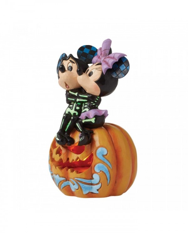 Disney Traditions - Figurine Citrouille LED Mickey et Minnie squelettes