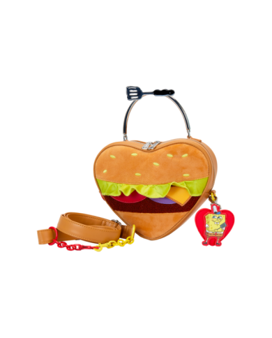 Sac à bandoulière Loungefly - Bob l'Eponge Krabby Patty Plush Heart Figural