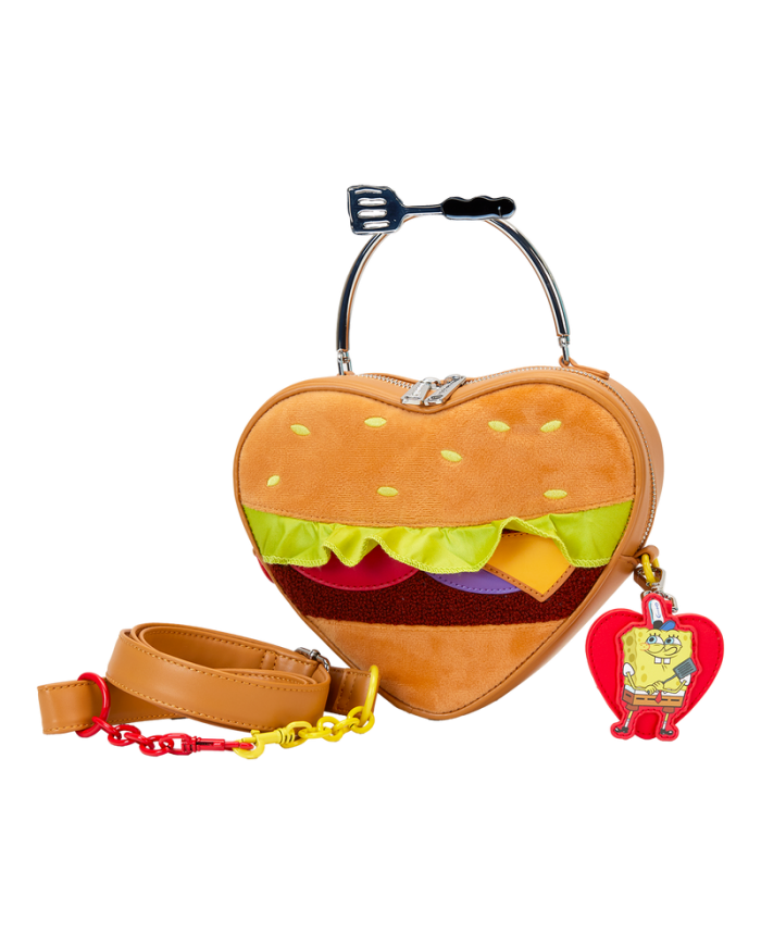 Sac à bandoulière Loungefly - Bob l'Eponge Krabby Patty Plush Heart Figural