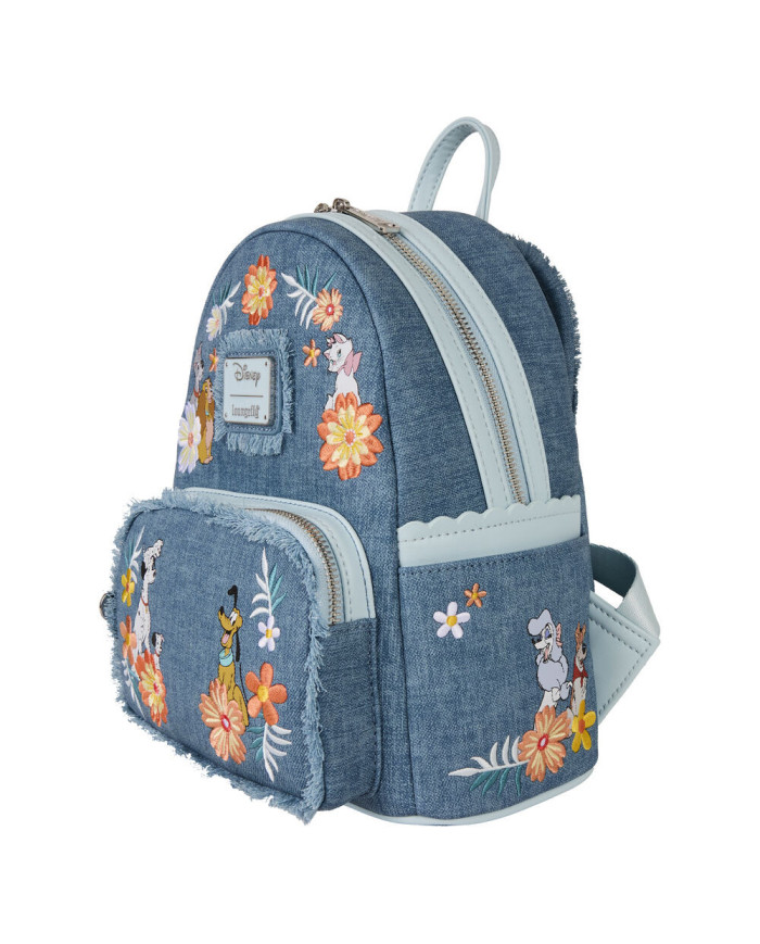 Sac à dos Loungefly - Disney Dogs & Cats - Faux Denim Fringe