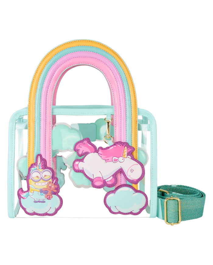 Sac à bandoulière Loungefly - Minions Fluffy Unicorn Rainbow Clear