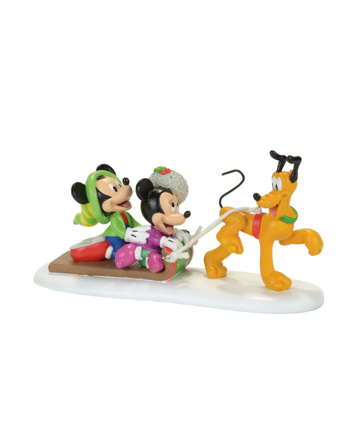 Disney Village - Figurine Mickey Minnie et Pluto Luge