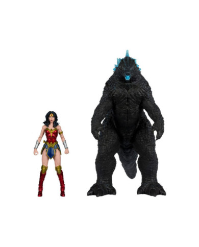 Dc Justice League Monsterverse Dc Multiverse Pack de 2 Figurines Wonder Woman Vs. Atomic Blast Godzilla 18 Cm