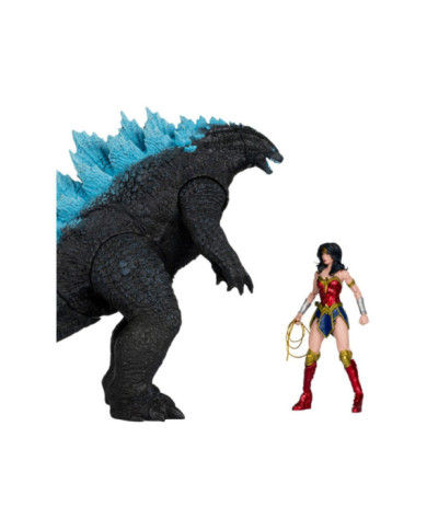 Dc Justice League Monsterverse Dc Multiverse Pack de 2 Figurines Wonder Woman Vs. Atomic Blast Godzilla 18 Cm