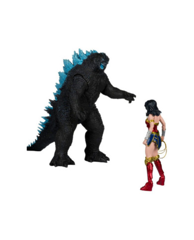 Dc Justice League Monsterverse Dc Multiverse Pack de 2 Figurines Wonder Woman Vs. Atomic Blast Godzilla 18 Cm
