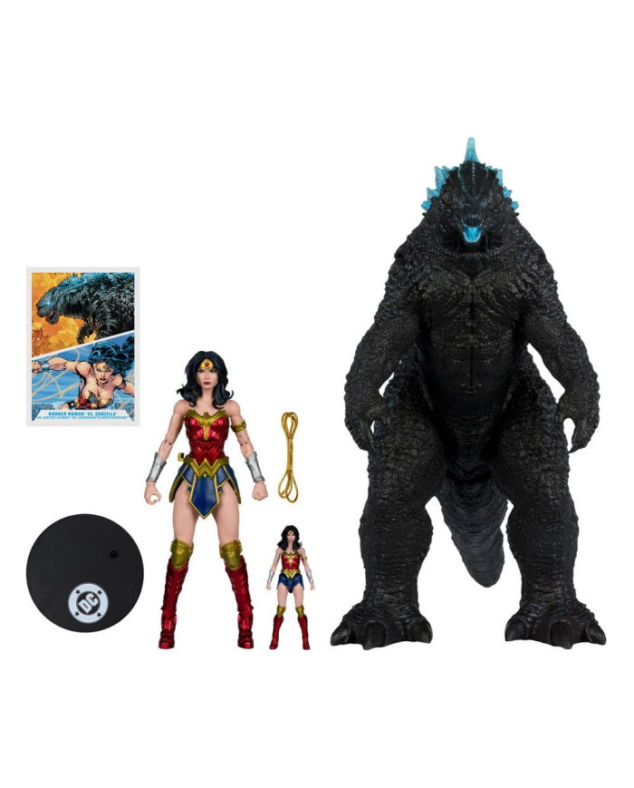 Dc Justice League Monsterverse Dc Multiverse Pack de 2 Figurines Wonder Woman Vs. Atomic Blast Godzilla 18 Cm