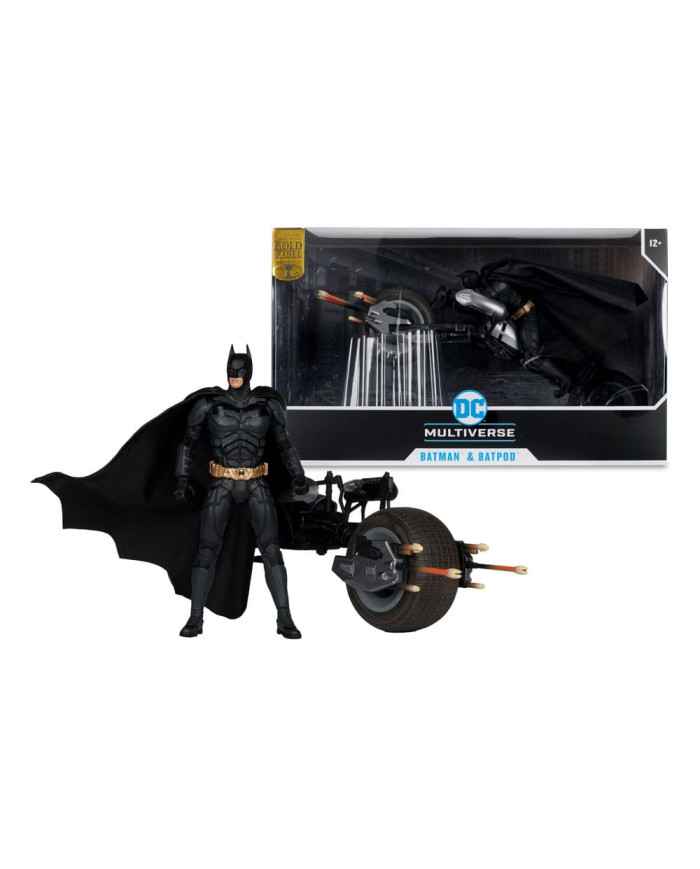The Dark Knight Dc Multiverse Figurine avec Véhicule Batman & The Batpod 18 Cm