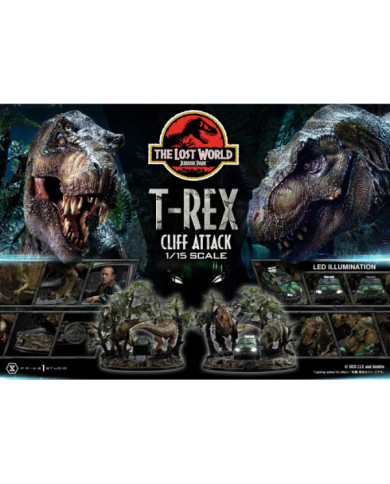 Jurassic World: The Lost World Statuette 1 / 15 T  rex Cliff Attack 53 Cm