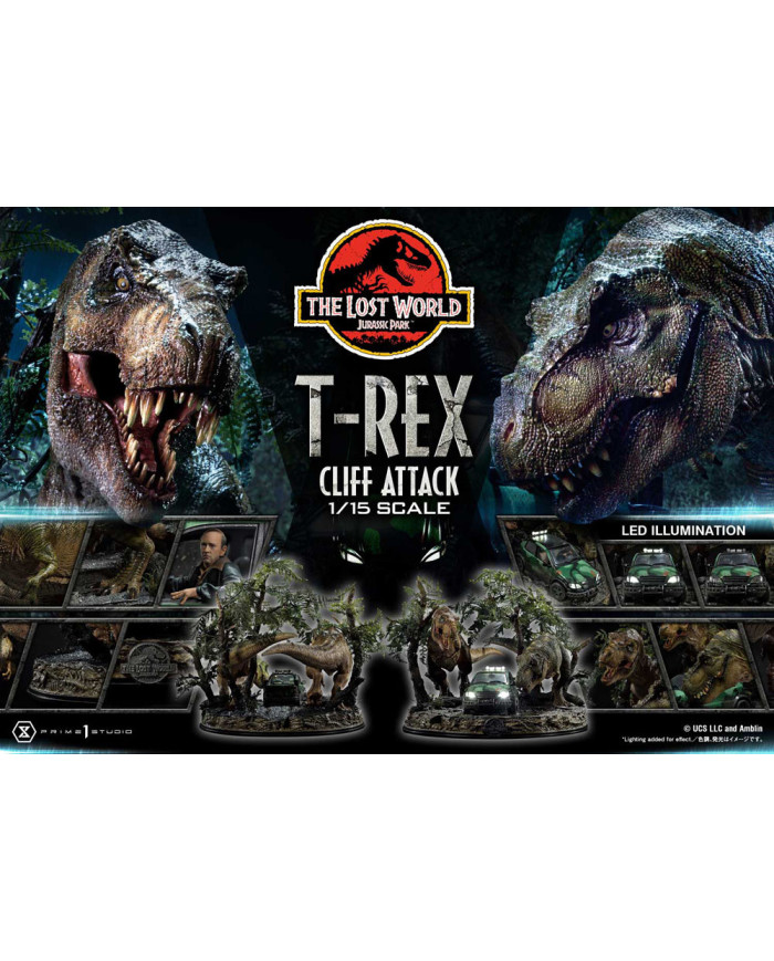 Jurassic World: The Lost World Statuette 1 / 15 T  rex Cliff Attack 53 Cm