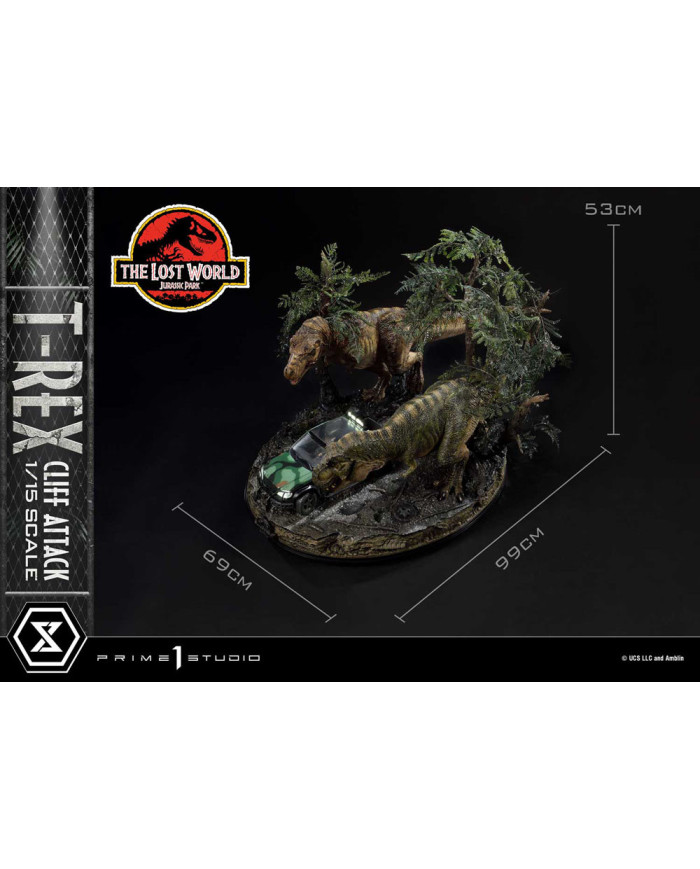 Jurassic World: The Lost World Statuette 1 / 15 T  rex Cliff Attack 53 Cm
