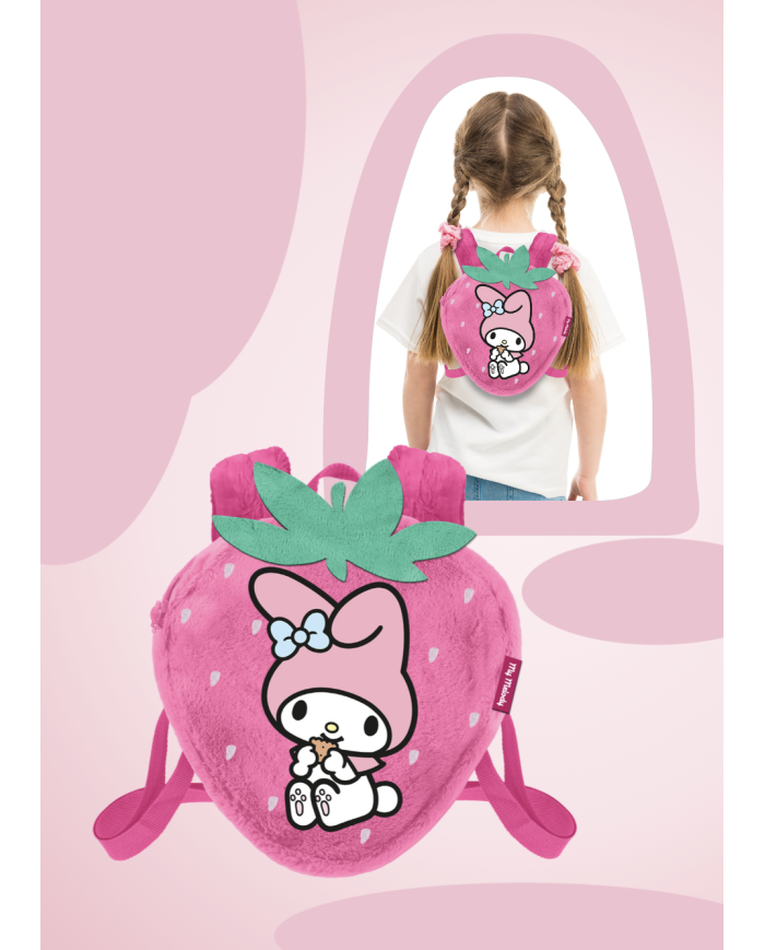 MY MELODY - Fraise - Mini Sac à dos Fourrure '25x22x12cm'