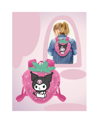 KUROMI - Fraise - Mini Sac à dos Fourrure '25x22x12cm'
