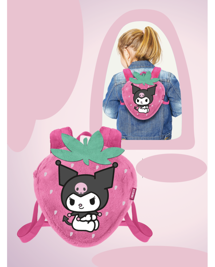 KUROMI - Fraise - Mini Sac à dos Fourrure '25x22x12cm'