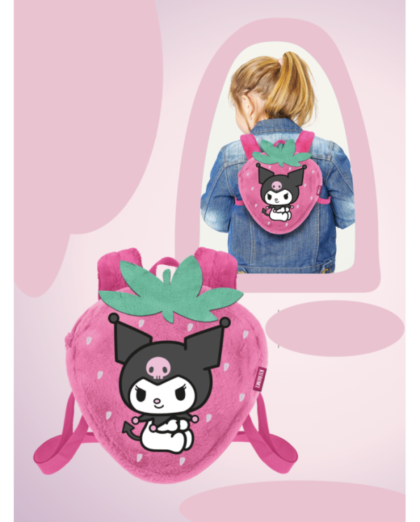 KUROMI - Fraise - Mini Sac à dos Fourrure '25x22x12cm'