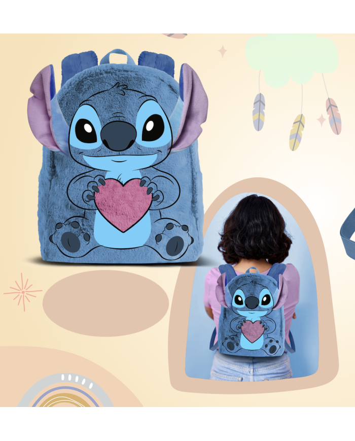 STITCH - Love - Mini Sac à dos Fourrure '25x21x12cm'