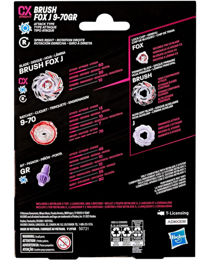 BEYBLADE X - Brush Fox J 9-70GR CX Starter Pack