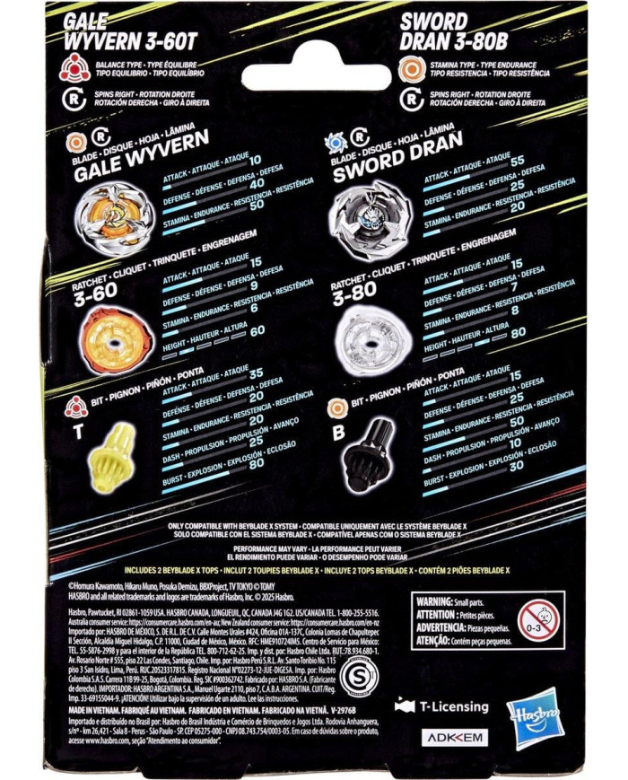 BEYBLADE X - Gale Wyvern 3-60T & Sword Dran 3-80B Dual Pack