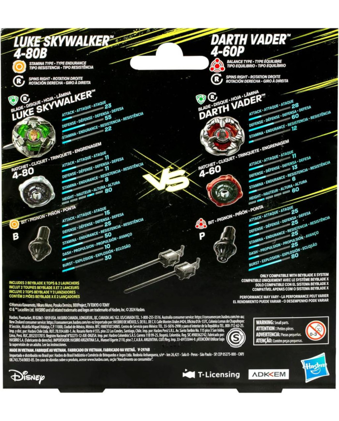BEYBLADE X - Star Wars Luke 4-80B & Dark Vador 4-60P Dual Pack