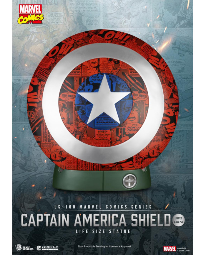 MARVEL - Bouclier de Captain America - Statuette Life Size 64cm