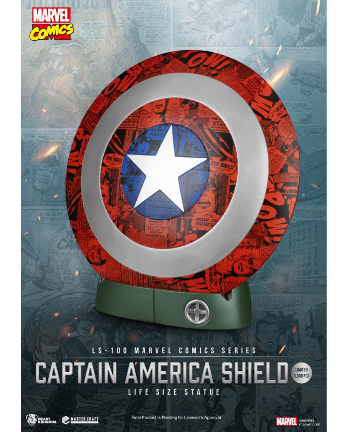 MARVEL - Bouclier de Captain America - Statuette Life Size 64cm