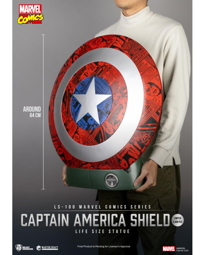 MARVEL - Bouclier de Captain America - Statuette Life Size 64cm