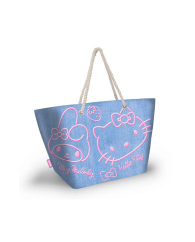 HELLO KITTY & MY MELODY - Denim - Sac de Plage '52x37x17cm'