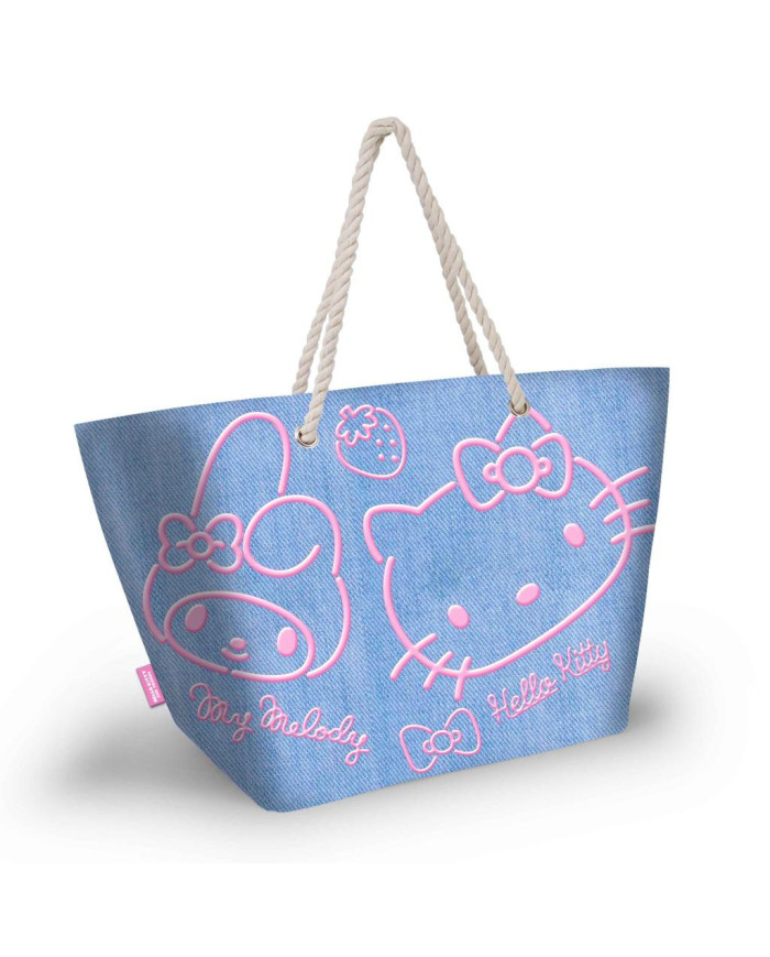 HELLO KITTY & MY MELODY - Denim - Sac de Plage '52x37x17cm'