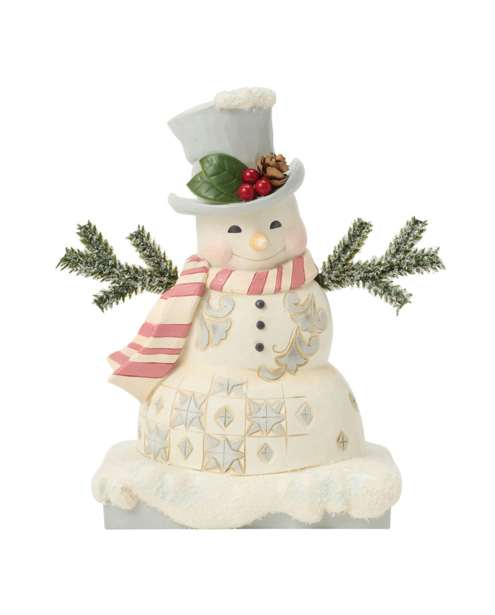 Heartwood Creek by Jim Shore - Figurine Bonhomme de Neige White Woodland Chapeau Givré