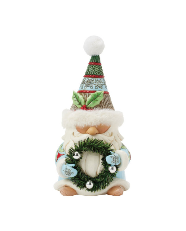 Heartwood Creek by Jim Shore - Figurine Gnome Couronne de Noël Chapeau fourrure