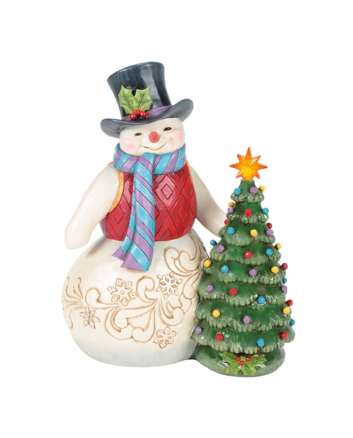 Heartwood Creek by Jim Shore - Figurine Bonhomme de Neige Sapin Lumineux